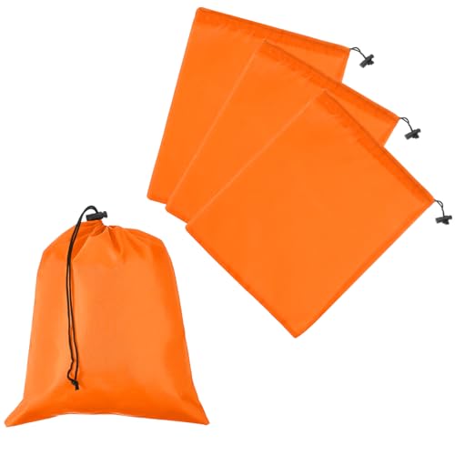 Drawstring Bag with Toggle, Stuff Sack String Waterproof Travel Storage Bags Cinch Stuff Pouch -Fitting for (Gym/Traveling/Hiking/Yoga/Office/Shoes) 12 x 10 & 4 Pack & Orange - color: Orange, size: 12 x 10"