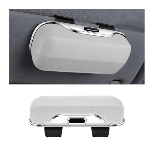 zipelo Sunglasses Holder for Car Sun Visor, Protective Automotive Eyeglasses Storage Case Hanger, Soft Vehicle Interior Glasses Organizer Box Accessories, Universal Fit (White) - color: White