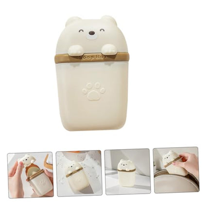 Portable Soap Holder with Lid Leakproof Travel Soap Container for Shower and Camping Creative Bear Design Multiuse Box with Drainage and Items