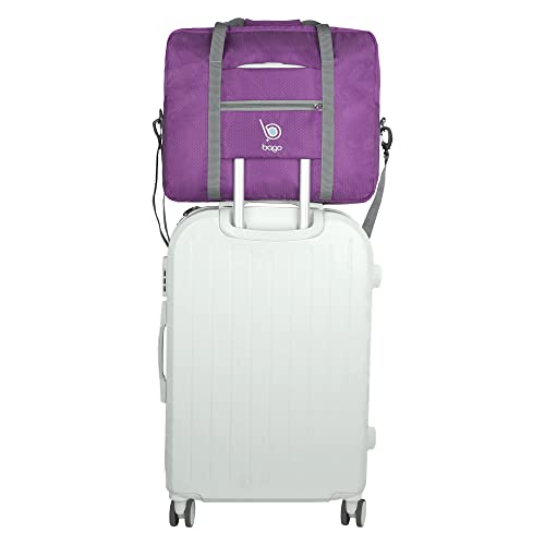 Bago Personal Item Travel Bag For Airlines - Fits As 18x14x8 inches Travel Bag Spirit & Frontier Airlines - Foldable Duffle Bag For Travel - Personal Item Bag Small Carry On Bag For Air Travel - color: Purple