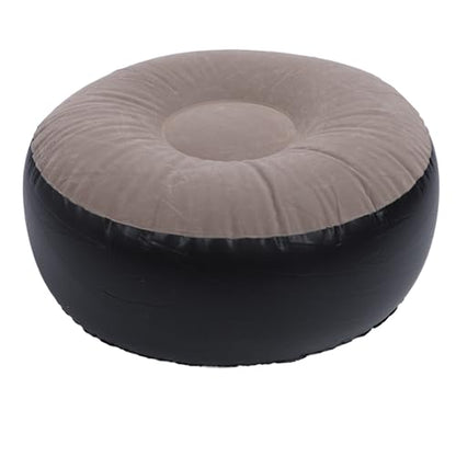 ZJchao Ultra Light Inflatable Flocked Ottoman Compact Round Footrest for Camping Travel Outdoor Lounging - color: Brown