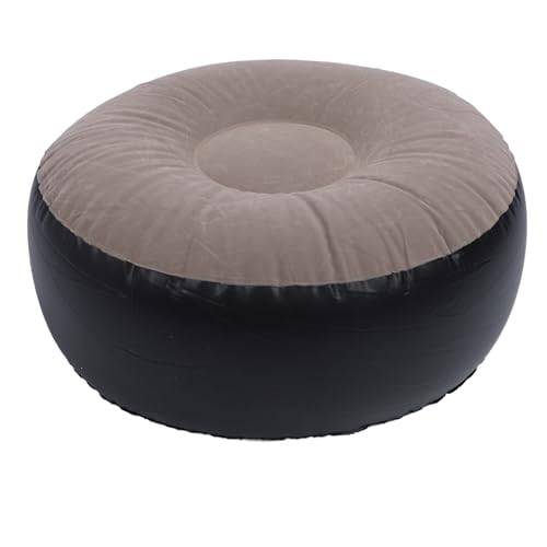 ZJchao Ultra Light Inflatable Flocked Ottoman Compact Round Footrest for Camping Travel Outdoor Lounging - color: Brown