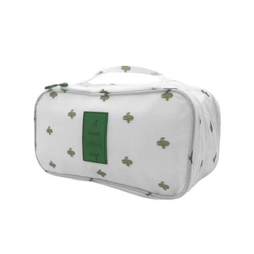 Bra Underwear Storage Bag Portable Multi-Functional Travel Organizers Pouch Case Packing Cube Cosmetic Bag,White cactus - color: White cactus