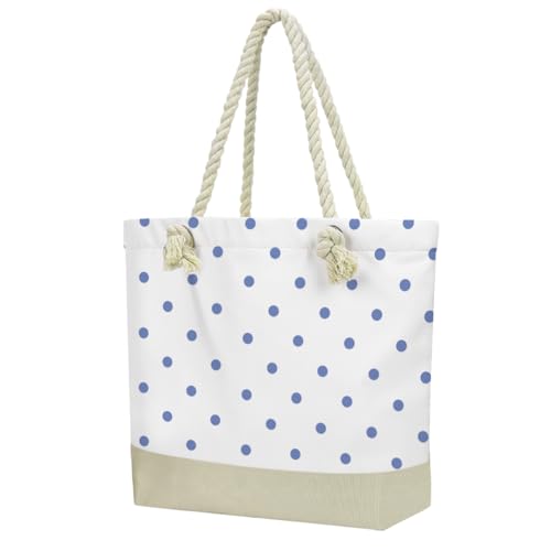 Fokongna Tote Bag For Women, Beach Bag Best Friend Travel Birthday Gifts, Travel Parties Vacation Shopping Essentials - color: Blue Polka Dots