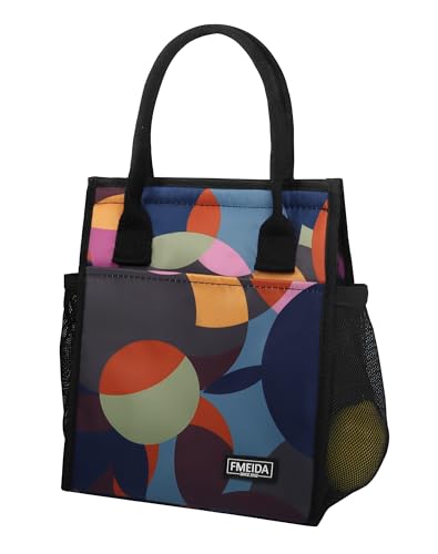 Fmeida Insulated Lunch Bag Women, 6.75L Small Lunch Bags with Multiple Pockets, Reusable Thermal Cooler Tote for Work, Office, Picnic, Travel | Hook and Loop Closure, Multicolor - color: Multicolor, size: S | 6.75L | Hook & Loop