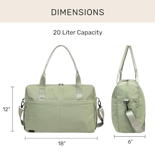 Jadyn Austin Carry-On Travel Duffel Bag for Women, 18” Weekender Bag with Laptop Sleeve, Durable Material, and Trolley Sleeve, Ideal for Work, Gym, and Overnight Trips (Dusty Green) - color: Dusty Green