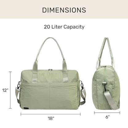 Jadyn Austin Carry-On Travel Duffel Bag for Women, 18” Weekender Bag with Laptop Sleeve, Durable Material, and Trolley Sleeve, Ideal for Work, Gym, and Overnight Trips (Dusty Green) - color: Dusty Green