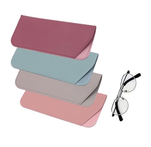YYaaloa Soft Leather Glasses Sunglasses Cases 7x3 Inch PU Leather Travel Glasses Pouch for Women Men Kids - color: 4 Different Light Color