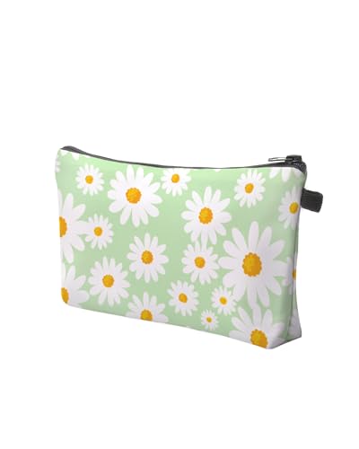 Cute Travel Makeup Bag Cosmetic Bag Small Pouch Gift for Women (Daisy Sage Green) - color: Daisy Sage Green