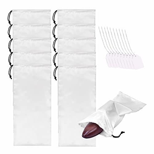 GONGKANGYUAN 10 Pack Shoe Bags for Travel Satin Fabric Shoe Bag with Drawstring for Men Women Travel Protecting Storing Shoes - color: White