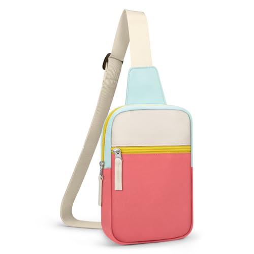 Birthday Gifts for 8 9 10 11 12 Year Old Teens Girls Kids, Fanny Pack Crossbody Bag Sling Belt Bags Purse, Dorm Travel Essentials for Girls Fashion, Preppy Tween Teen Girl Gift Trendy Stuff - color: Cyan & Red