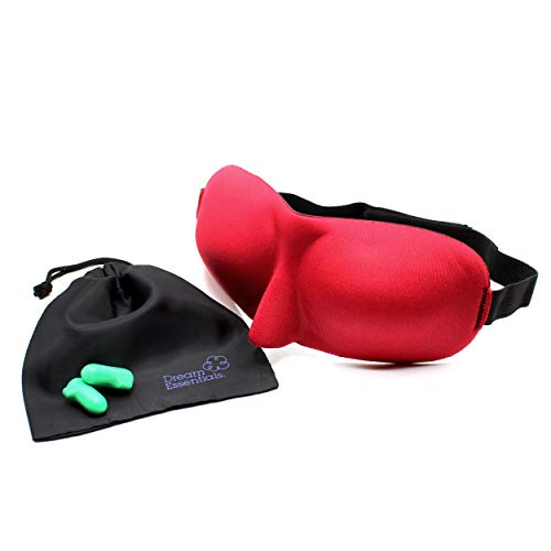 Wild Essentials Sweet Dreams Contoured Sleep Mask Kit with Travel Pouch and Earplugs Set ~ Red - color: Red
