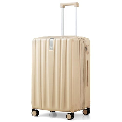 Hanke 24 Inch Expandable Checked Luggage Lightweight PC Hard Shell Luggage Suitcases with Wheels Travel Luggage Rolling Large Suitcase Travel Luggage Bag for Go to University.(Cuba Sand Pink) - color: Cuba Sand, size: Expandable 24 Inch
