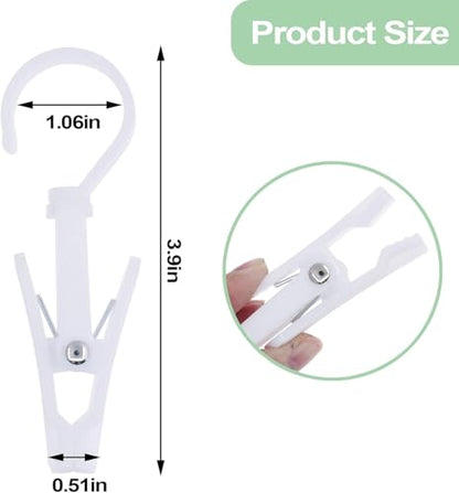 15 Pcs Plastic Travel Swivel Hanging Laundry Hooks Clip, Curtain Clips White - color: White