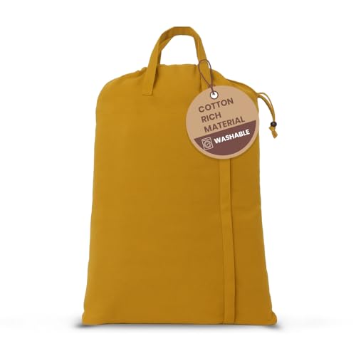 LFH Home Cotton Canvas Large Laundry Bag with Handle, Heavy Duty Drawstring Closure Washable Laundry Bags, School Travel, Home, Hotel, College Dorm, Organizer Sack, Toys Clothes 20x30-Yellow - color: Yellow, size: 20”x30”