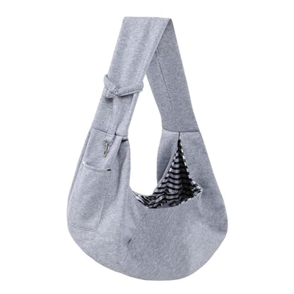 Dog Carrier Sling - Reversible Puppy Carrier Purse with Storage Pocket, Hand-Free Dog Sling Carrier for Carry Small Dogs and Cats, Travel Safety Harness, Dog and Cat Harness (Gray) - color: Gray