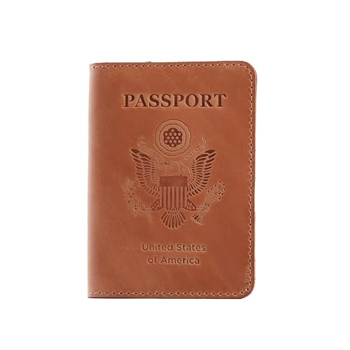 INCARNE US Leather Passport Holder for Travel - Passport Case - Passport Wallet for Men - Passport Cover for Women Sleeve Protector - Travel Essentials Vacation Luggage Travel Gifts - Vintage Cognac - color: Vintage Cognac, style: Patriotic Usa