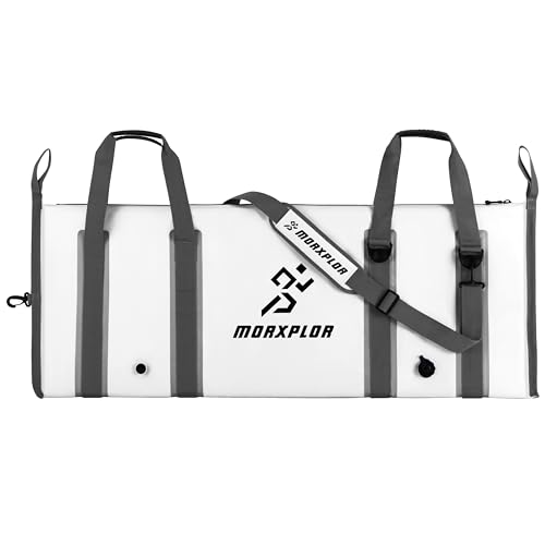 MORXPLOR Insulated Fish Cooler Bag for Fishing 41x17 47x17In 50x20In 60x24 72x30 80X40 Inches,Large Insulated Fish Kill Bag,Fishing Catch Bag Cooler with Water-resistant Zipper - color: 50inch snow