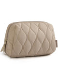 BAGSMART Makeup Bag, Travel Cosmetic Bag, Puffy Padded Make Up Bag for Women, Makeup Organizer Case, Wide-open Pouch Purse, Travel Essentials, Toiletries Accessories Brushes, Camel(Khaki) - color: D-Khaki