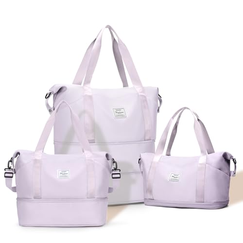 Expandable Travel Duffle Bag for Women Men, Large Gym Bag Travel Tote Bags, Waterproof Carry On Personal Item Bag Airline Approved, Workout Weekender Bag for Overnight Trip with Luggage Sleeve, Purple - color: C- Purple