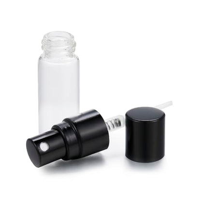 20Pcs 3ml Empty Clear Glass Mist Spray Bottle Refillable Mini Perfume Atomizer Travel Sample Bottle with Black Aluminized Nozzle Makeup Container for Perfume (3ml Black Caps) - color: 3ml Black Caps