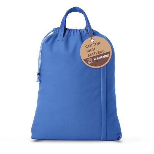 LFH Home Large Premium 1pack Cotton Canvas Laundry Bag with Drawstring and Handles Heavy Duty, Multi-Use, Washable for Home, Travel, College or Storage 18x26 -Lt,Blue - color: Sky Blue, size: 18”x26”