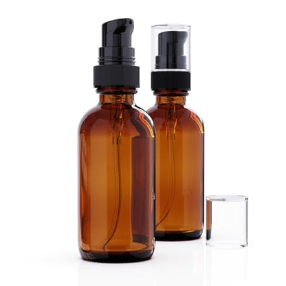 12Pack 60ml Amber Glass Pump Bottle with Black Top,2oz Small Dispenser, Travel Size Refillable Botttles for Lotions,Sercums,Essential Oils - color: 2oz Amber(12pcs)