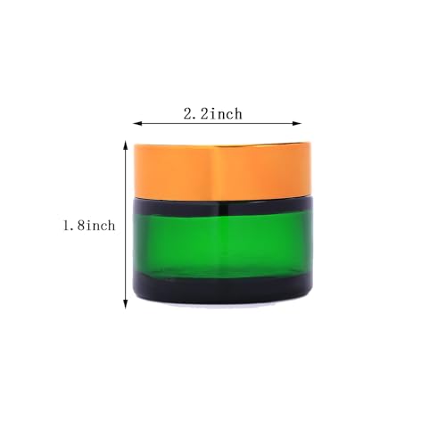 OverNews 4PCS 2oz Glass Jar Travel Size, Empty Cosmetic Lotion Container with Black Lid & Spatula, Small Mini Jar for Beauty (Green) - color: Green, size: 4
