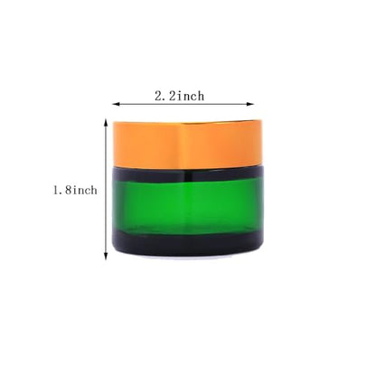 OverNews 4PCS 2oz Glass Jar Travel Size, Empty Cosmetic Lotion Container with Black Lid & Spatula, Small Mini Jar for Beauty (Green) - color: Green, size: 4