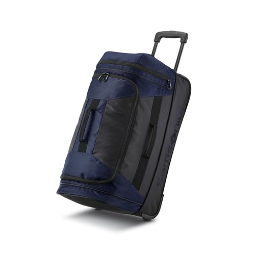 Samsonite Andante 2 Wheeled Duffel Bag – 22-Inch Durable Rolling Luggage with Inline Skate Wheels, Push-Button Handle & Spacious Compartments – Travel-Friendly and Lightweight - Navy/Black - color: Navy/Black, size: 22-Inch