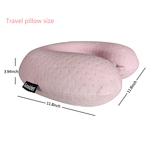 Neck Pillows for Sleeping Travel Pink Travel Pillow Comfortable U Shape Memory Foam Pillows Neck and Head Support Portable Travel Neck Pillow Suitable for Planes, Trains, Self-Driving Cars - color: Pink