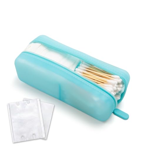 Cotton Pad Swab Travel Case, 2-in-1 Waterproof Organizer, VISFRESH (Blue) - color: Blue