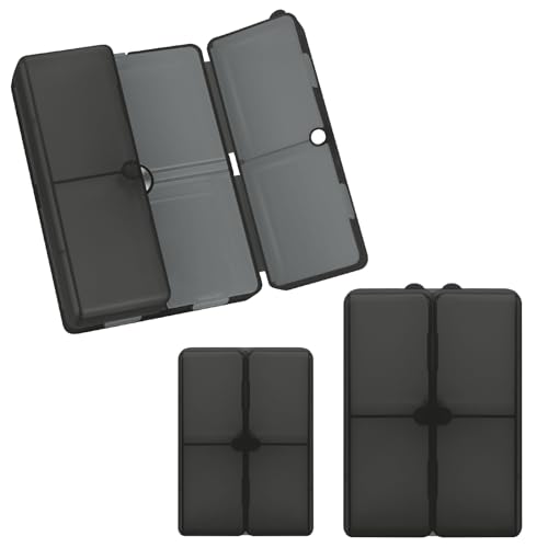 FYY 2 Pcs Daily Pill Organizer, 7 Compartments Portable Pill Case Travel Pill Organizer,[Folding Design]Pill Box for Purse Pocket to Hold Vitamins,Cod Liver Oil,Supplements and Medication-Clear Black - color: Clear Black, size: Large (1 Piece), Small (1 P