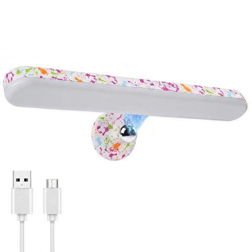 Benreom Wireless Vanity Lights for Mirror, Rechargeable Battery Operated Stick on Lamp, Adjustable Color Brightness & Angle Makeup Light, Cordless Magnetic LED Bar Renter Friendly Lighting Decor Gift - color: Paint Splatter White, size: 1 Pack