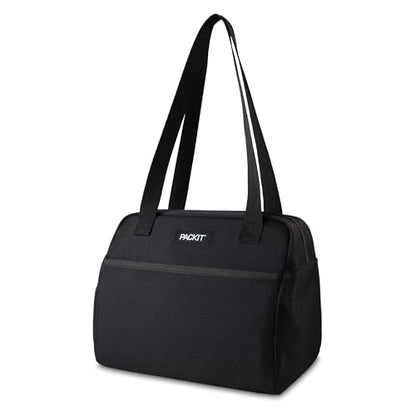 PackIt(R) Freezable Hampton Lunch Bag, Black, Built with EcoFreeze(R) Technology, Collapsible, Reusable, Zip Closure with Front Pocket and Shoulder Straps, Designed for Fresh Office Lunches - color: Black