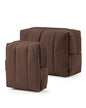 BAGSMART Makeup Bag Duo Set, Puffy Padded Travel Cosmetic Organizer with Slip-in Pockets, Large Toiletry Bag & Small Purse Pouch, Travel Essentials for Women, Chocolate - color: 16-Chocolate