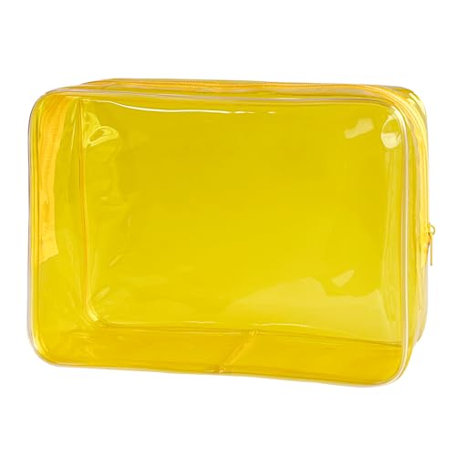 Waterproof PVC Makeup Bag - Leakproof Cosmetic Organizer for Travel Toiletry Storage 9.84×7.09×2.36 Inch for Women & Men (Yellow) - color: Yellow
