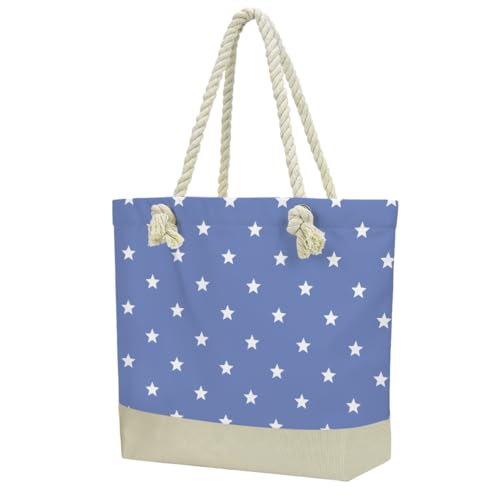 Fokongna Tote Bag For Women, Beach Bag Best Friend Travel Birthday Gifts, Travel Parties Vacation Shopping Essentials - color: Navy White Stars