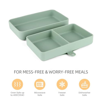 Silicone Baby Plate, Foldable & Compact Food Grade Silicone Plates, Foldable Toddler Travel Essential with Suction for Toddlers (Cambridge Blue) - color: Cambridge Blue