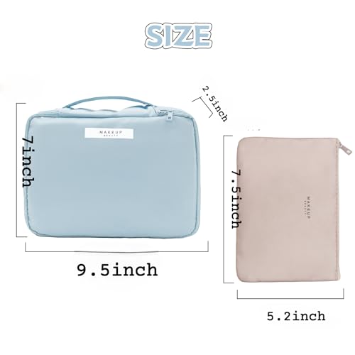 Queboom Travel Makeup Bag Cosmetic Bag Makeup Bag Toiletry bag for women and men (Blue) - color: Blue