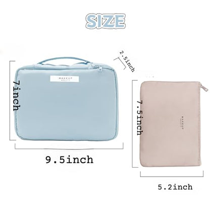Queboom Travel Makeup Bag Cosmetic Bag Makeup Bag Toiletry bag for women and men (Blue) - color: Blue