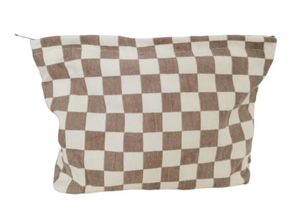 SxoSyo Checkered Cosmetic Bags, Canvas Makeup Bag Purse, Beige | travel toiletry zipper pouch, make up brushes bag, purse organizer pouches - color: Beige, style: Chessboard