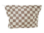 SxoSyo Checkered Cosmetic Bags, Canvas Makeup Bag Purse, Beige | travel toiletry zipper pouch, make up brushes bag, purse organizer pouches - color: Beige, style: Chessboard