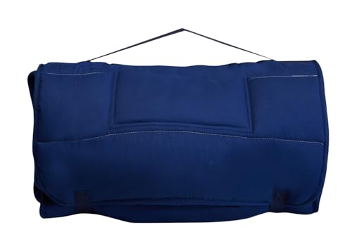 EVERYDAY KIDS Nap Mat with Removable Pillow - Navy - Carry Handle with Straps Closure, Rollup Design, Soft Microfiber for Preschool, Daycare, Travel Sleeping Bag - Ages 3-6 Years - color: Navy