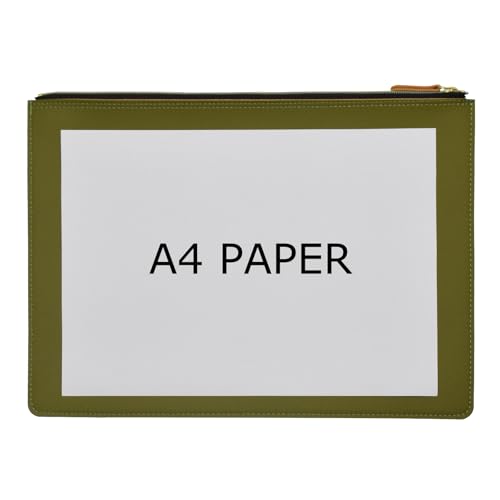 PU Leather A4 File Folder Zipper Document Holder Envelope Folder Case for Receipt Contract (Green) - color: Green