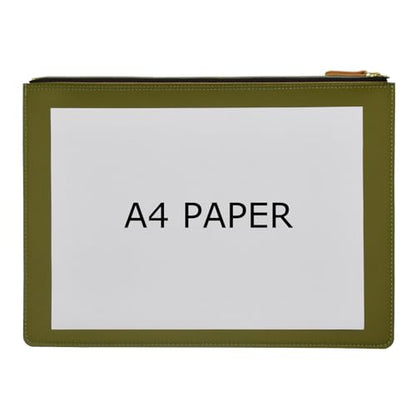 PU Leather A4 File Folder Zipper Document Holder Envelope Folder Case for Receipt Contract (Green) - color: Green