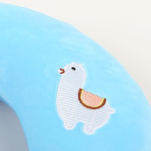 Kids Neck Pillow for Travel with Sleep Eye Mask, Cute Travel Neck Pillow, Memory Foam Flight Sleeping Headrest Pillow for Boys & Girls, Airplane, Train, Car, Home Use - Little Alpaca - color: Little Alpaca