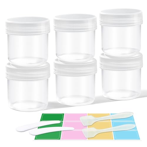 DEMORA Small Travel Containers Plastic Jars with Lids for Creams, Refillable TSA Approved Travel Size Containers for Lotion Makeup Cosmetic Ointments Slime, PP, BPA Free (Clear, 1 oz, 6 Pcs) - color: Clear, size: 1 oz
