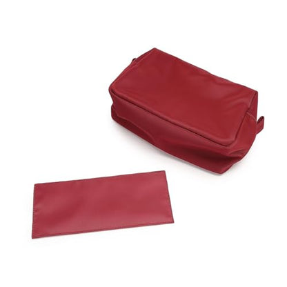 Organizer Bag Lightweight Cosmetic Bag with Ring Clasp Perfect Travel Makeup Bag for Women nylon Stand Up Design (Burgundy Red/Nylon) - color: Burgundy Red/Nylon
