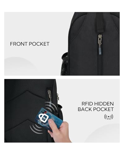 WATERFLY RFID Crossbody Sling Backpack Sling Bag Travel Hiking Chest Bag Daypack - color: Rfid-black